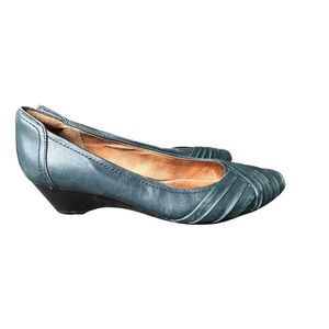 Clarks Blue Leather Wedges